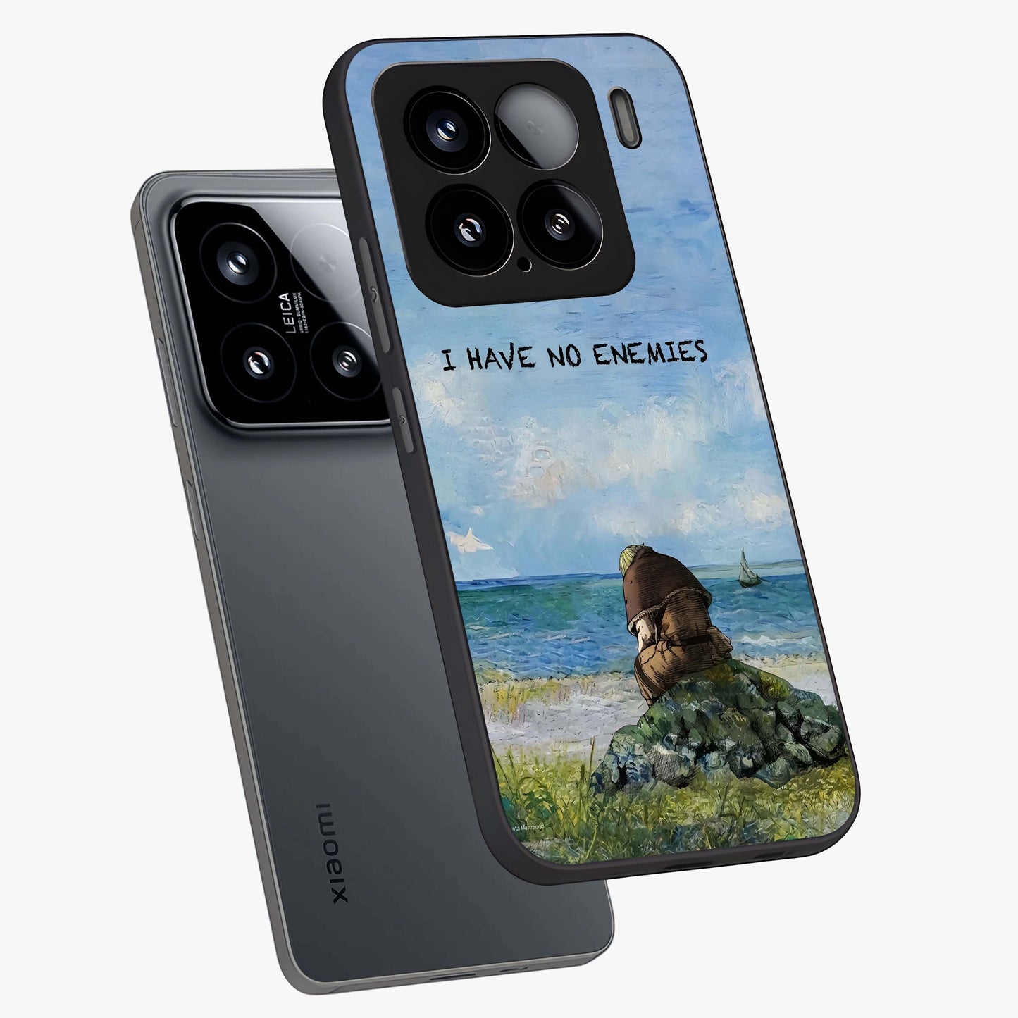 Peace Beyond War Glass Case displayed in angled mockup highlighting meaningful message design with artistic aesthetic style.