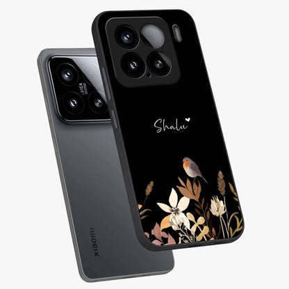 Quiet Garden Tune Custom Name Glass Case displayed in angled mockup highlighting delicate floral garden design with custom name feature.