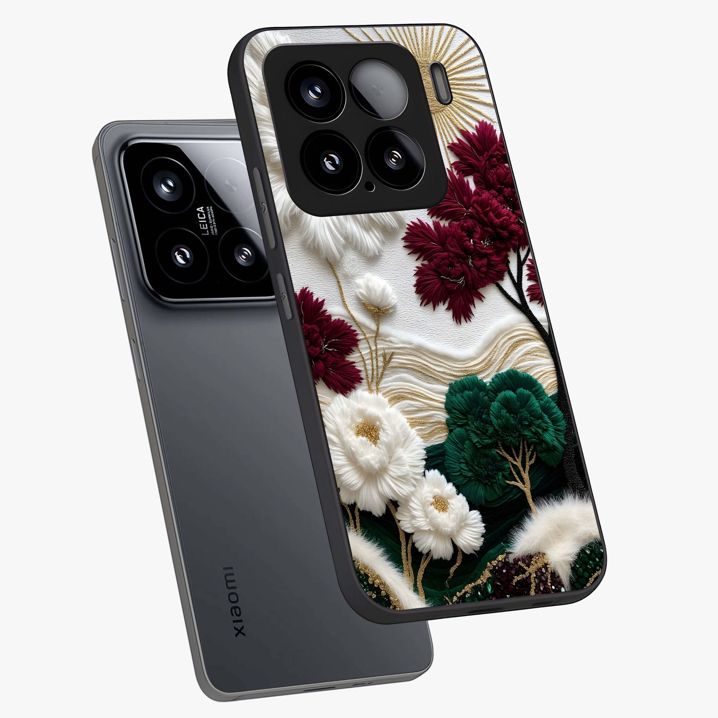 Radiant Bloom Elegance Glass Case displayed in angled mockup highlighting graceful floral design with radiant aesthetic style.
