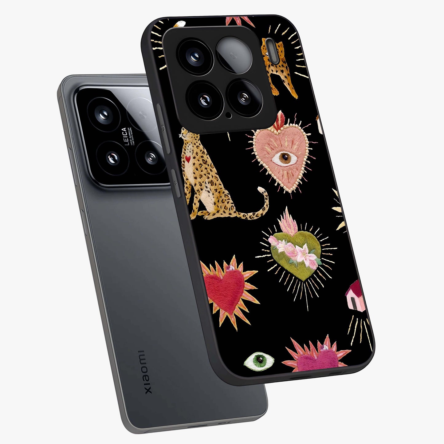 Sacred Jungle Heart Glass Case displayed in angled mockup highlighting lush tropical design with natural aesthetic style.