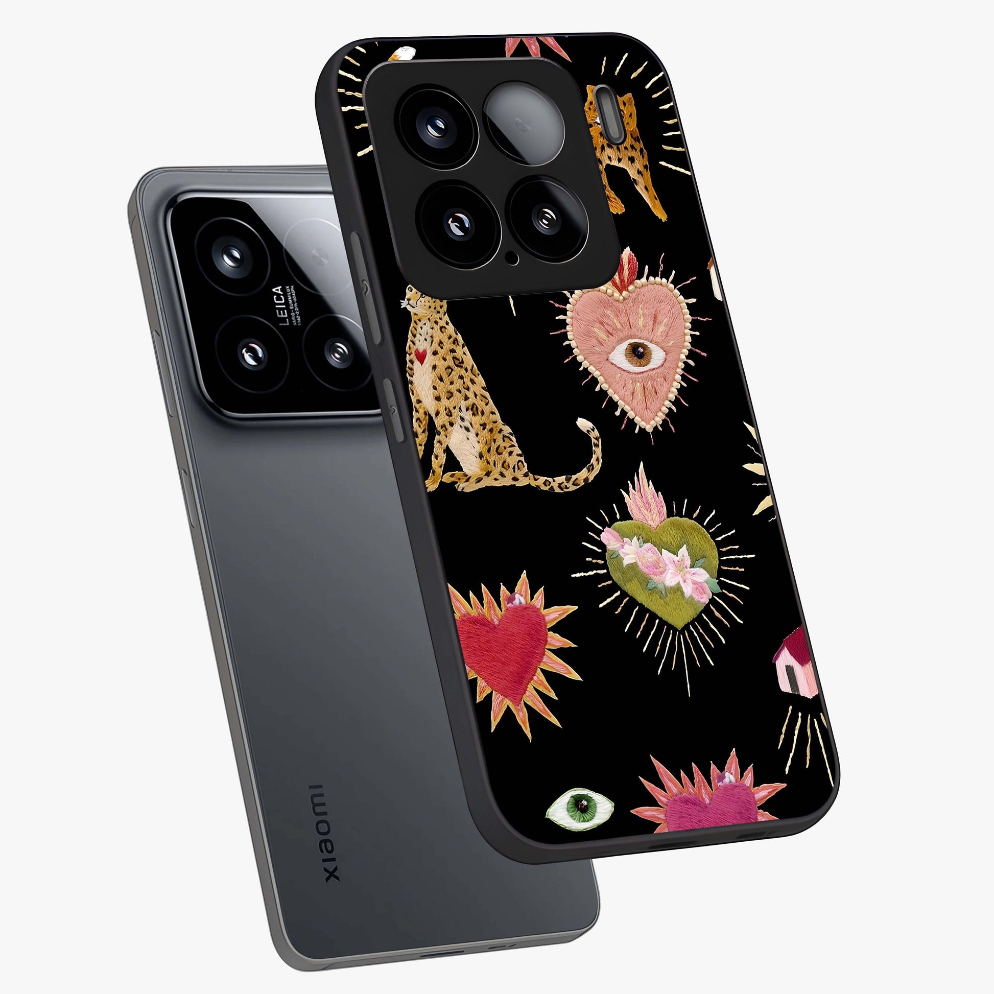 Sacred Jungle Heart Glass Case displayed in angled mockup highlighting lush tropical design with natural aesthetic style.