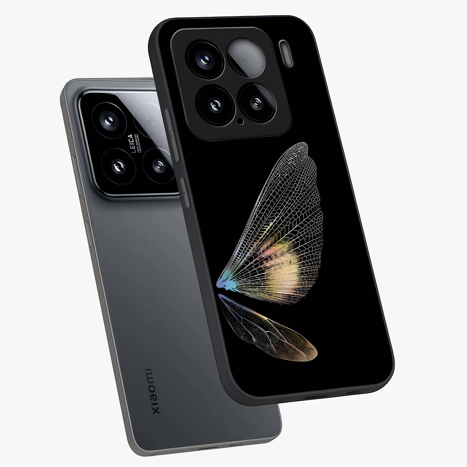 Whispers Of Wings Glass Case displayed in angled mockup highlighting soft feather design with celestial aesthetic style.