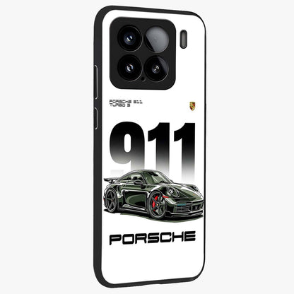 911 Turbo Dominance Glass Case upright perspective showcasing powerful racing design and modern automotive aesthetic.
