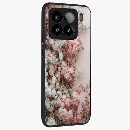 Blush Blossom Cloud Glass Case upright view showcasing calm floral cloud artwork with gentle dreamy theme.