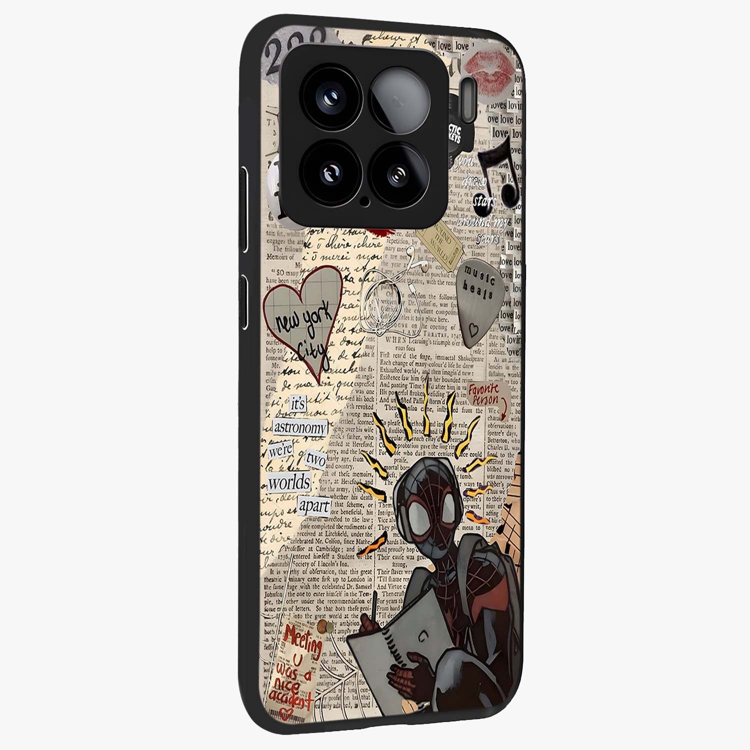 City Dream Sketch Glass Case upright view showcasing urban skyline artwork with stylish hand drawn design.