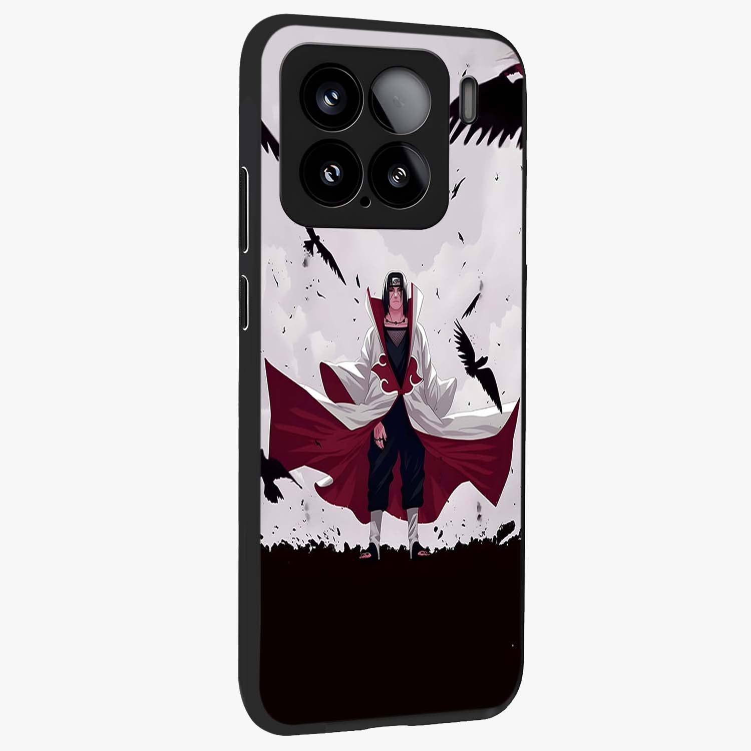 Crimson Crow Ascension Glass Case upright view showcasing dramatic crow artwork with bold gothic theme.
