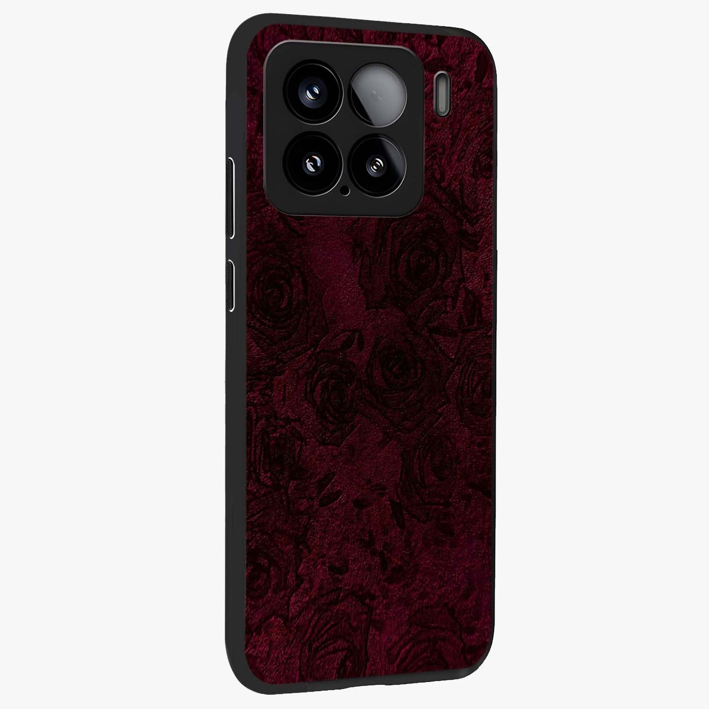 Crimson Fade Flow Glass Case upright view showcasing dynamic crimson flow artwork with stylish abstract theme.