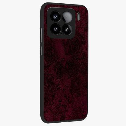 Crimson Fade Flow Glass Case upright view showcasing dynamic crimson flow artwork with stylish abstract theme.