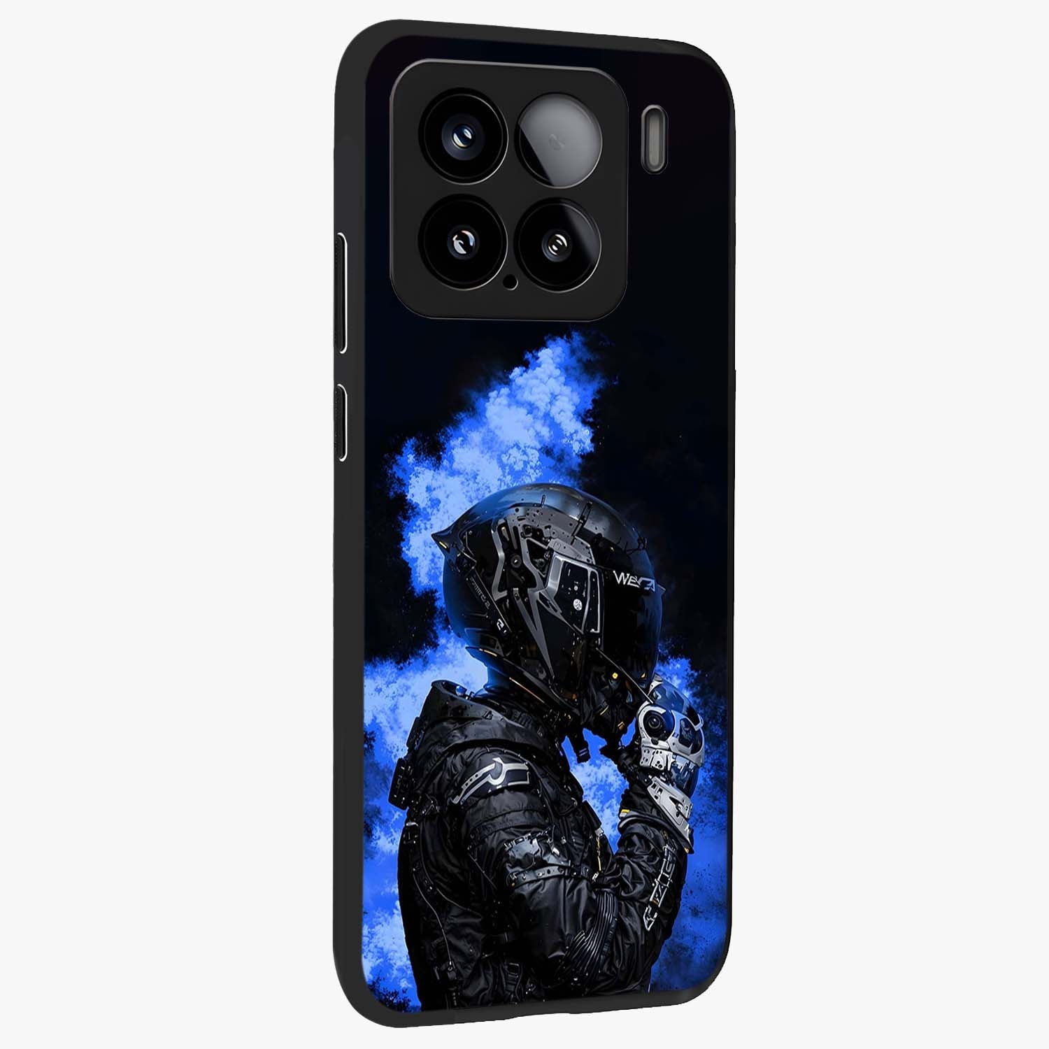 Cyber Sentinel Protocol Glass Case upright view showcasing advanced cyber sentinel artwork with futuristic tech theme.