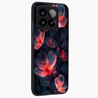 Dark Shade of Flower Glass Case upright view showcasing delicate flower artwork with rich dark floral theme.