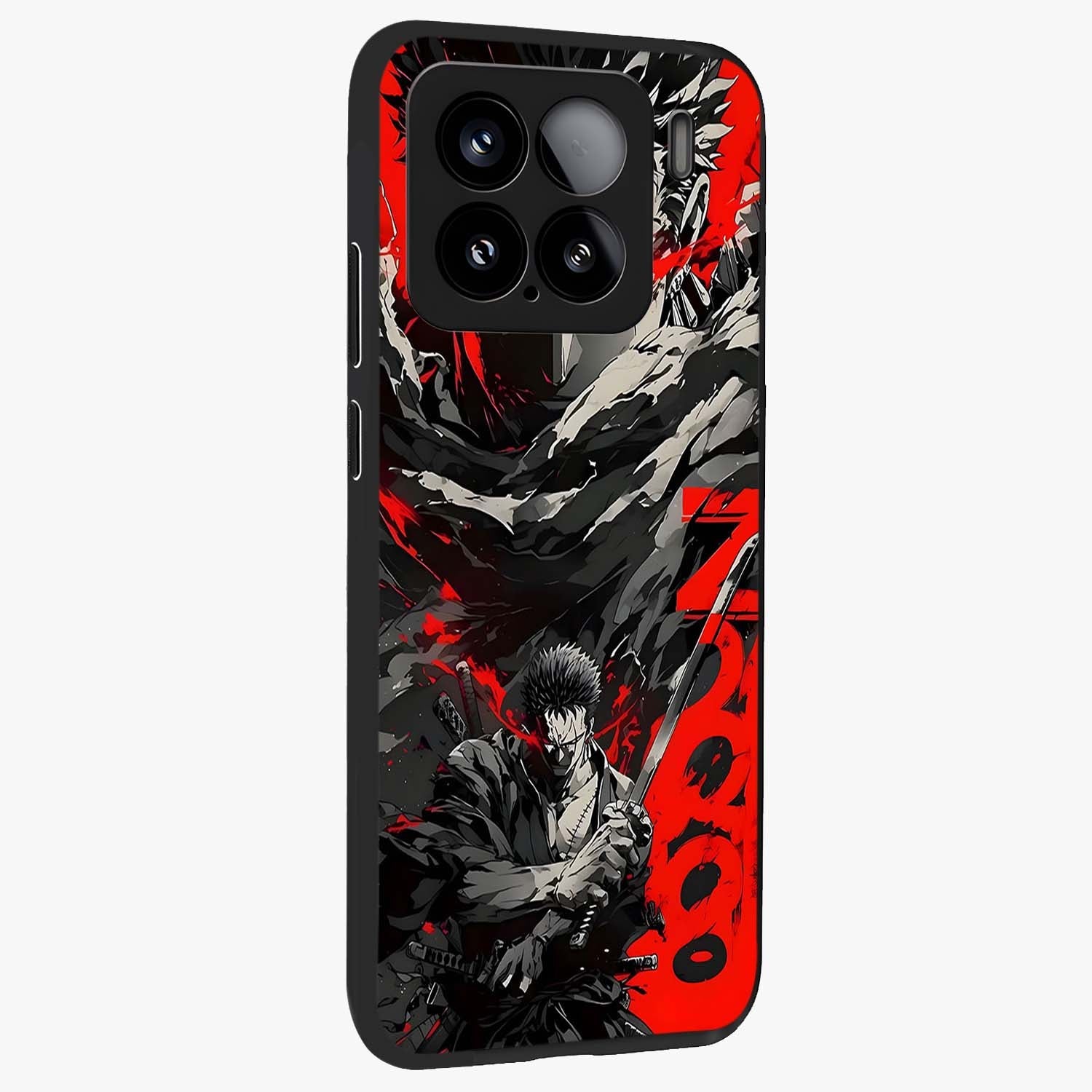 Demon Sword Resolve Glass Case upright view showcasing dramatic warrior artwork with intense battle theme.