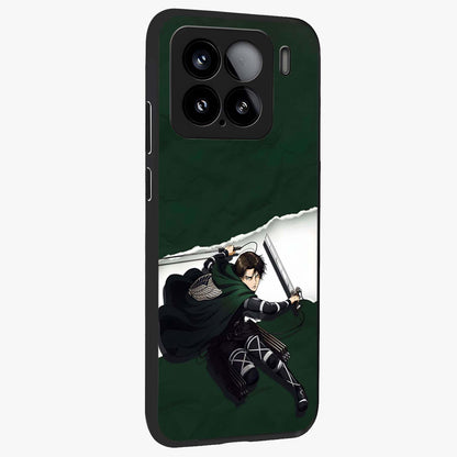 Emerald War Vanguard Glass Case upright view showcasing dramatic warrior artwork with bold fantasy theme.