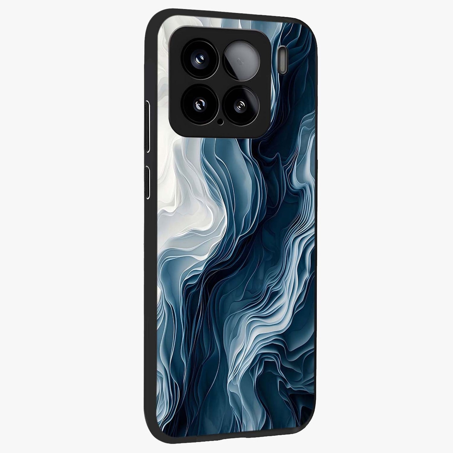 Ethereal Paper Marble Glass Case upright view showcasing smooth marble artwork with refined minimalist theme.