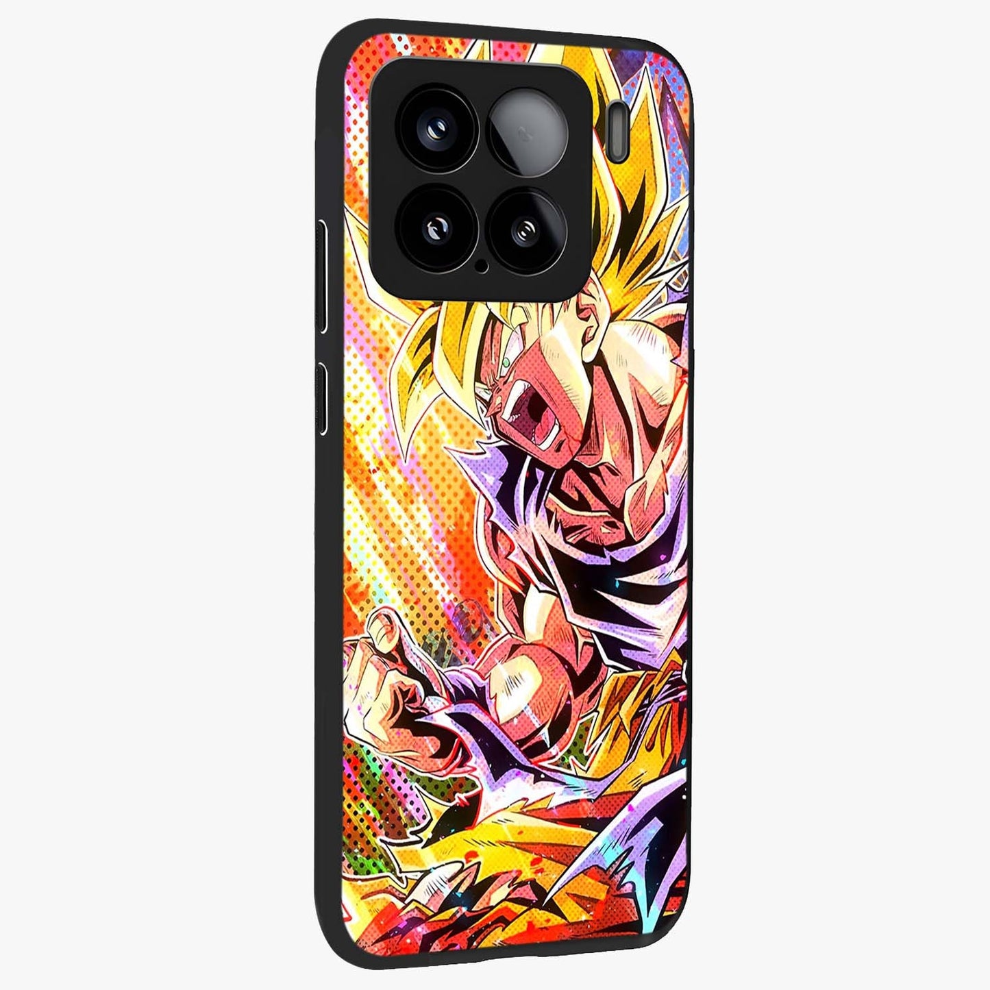 Firing Goku Glass Case upright view showcasing energetic anime artwork with bold warrior theme.