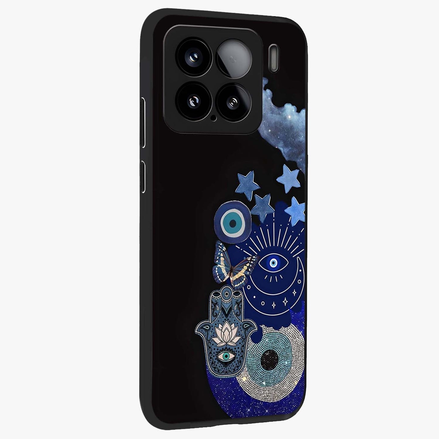 Galactic Charm Cluster Glass Case upright view showcasing glowing cosmic charm artwork with magical celestial style.