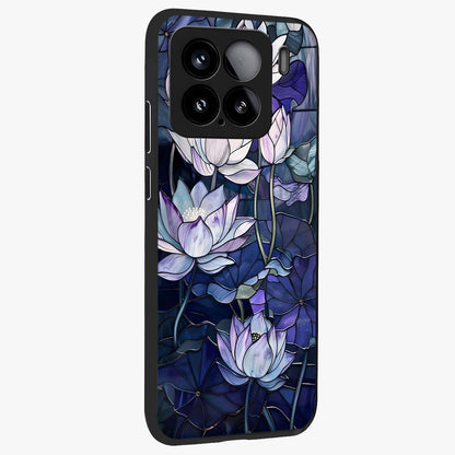 Gloss Petal Rush Glass Case upright view showcasing dynamic floral petal artwork with modern botanical theme.