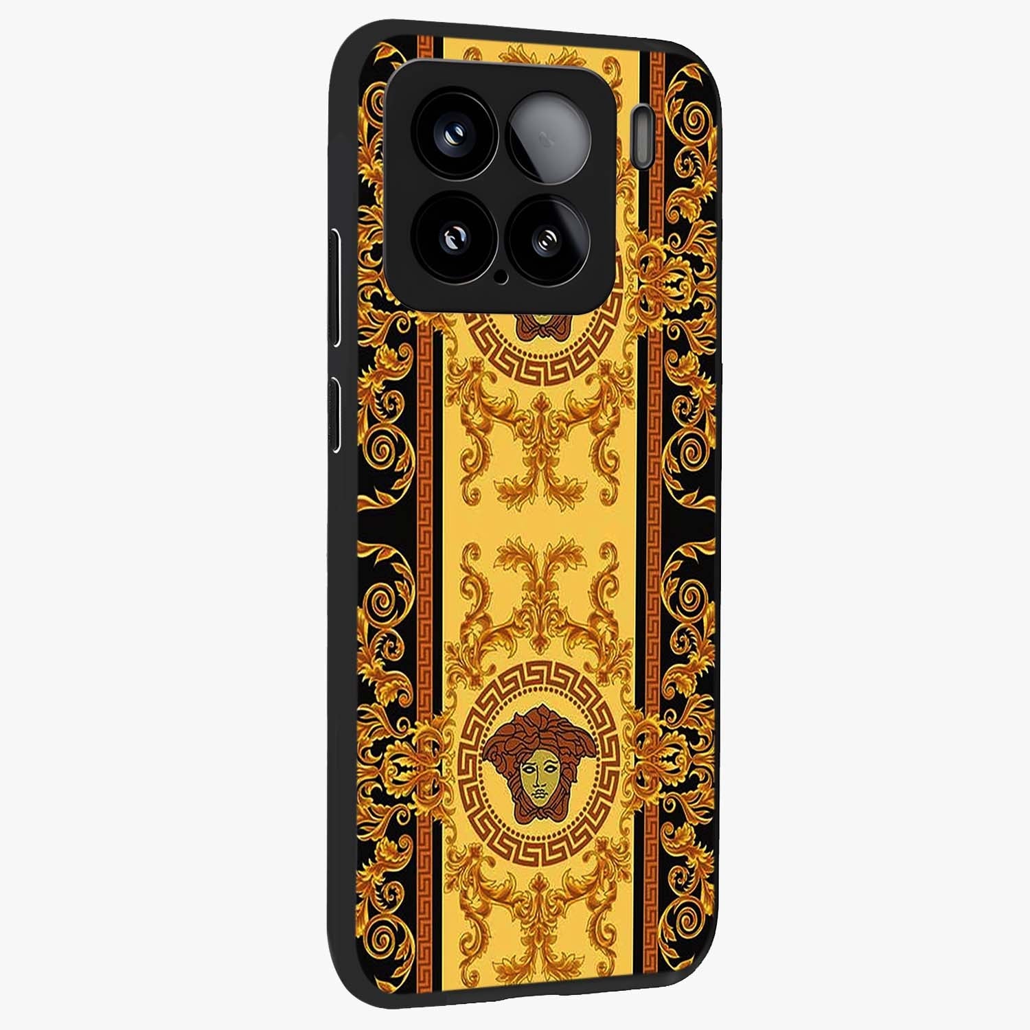 Golden Lotus Glow Glass Case upright view showcasing luminous lotus artwork with peaceful divine theme.