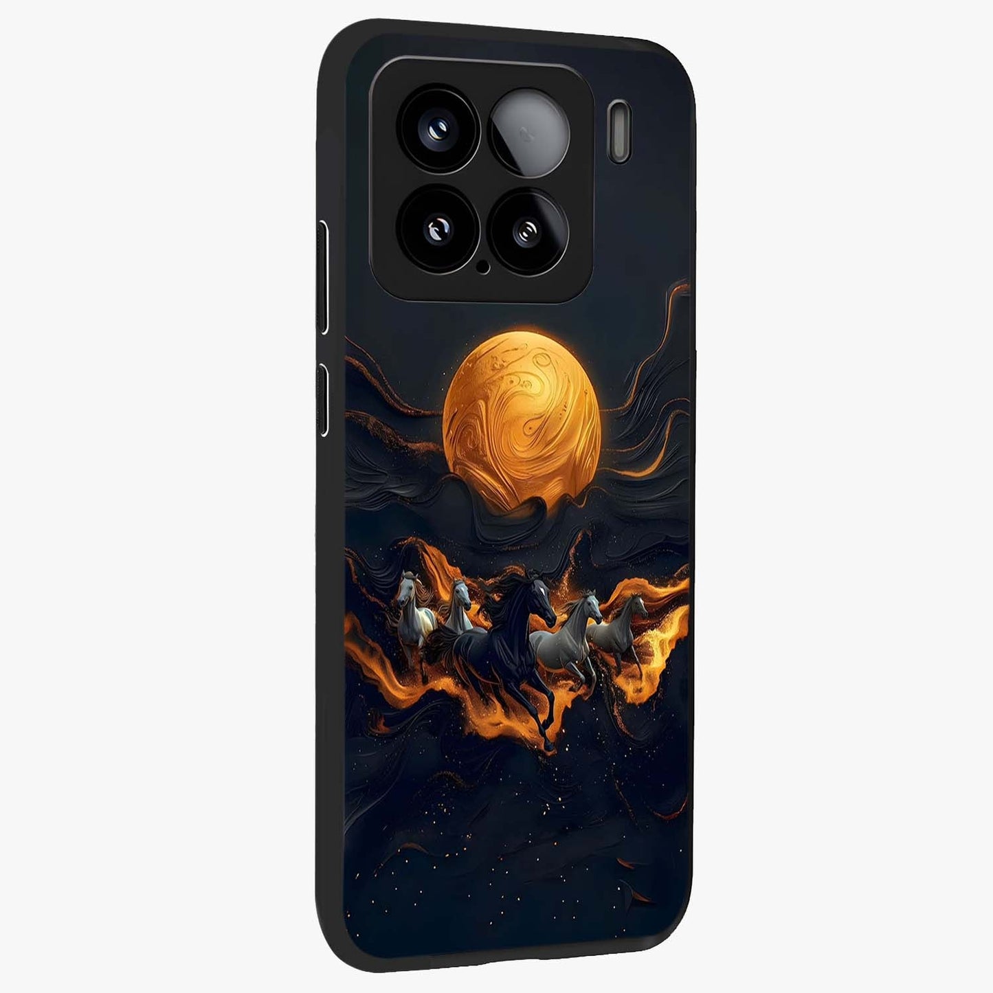 Golden Royal Heritage Glass Case upright view showcasing elegant royal artwork with classic heritage theme.