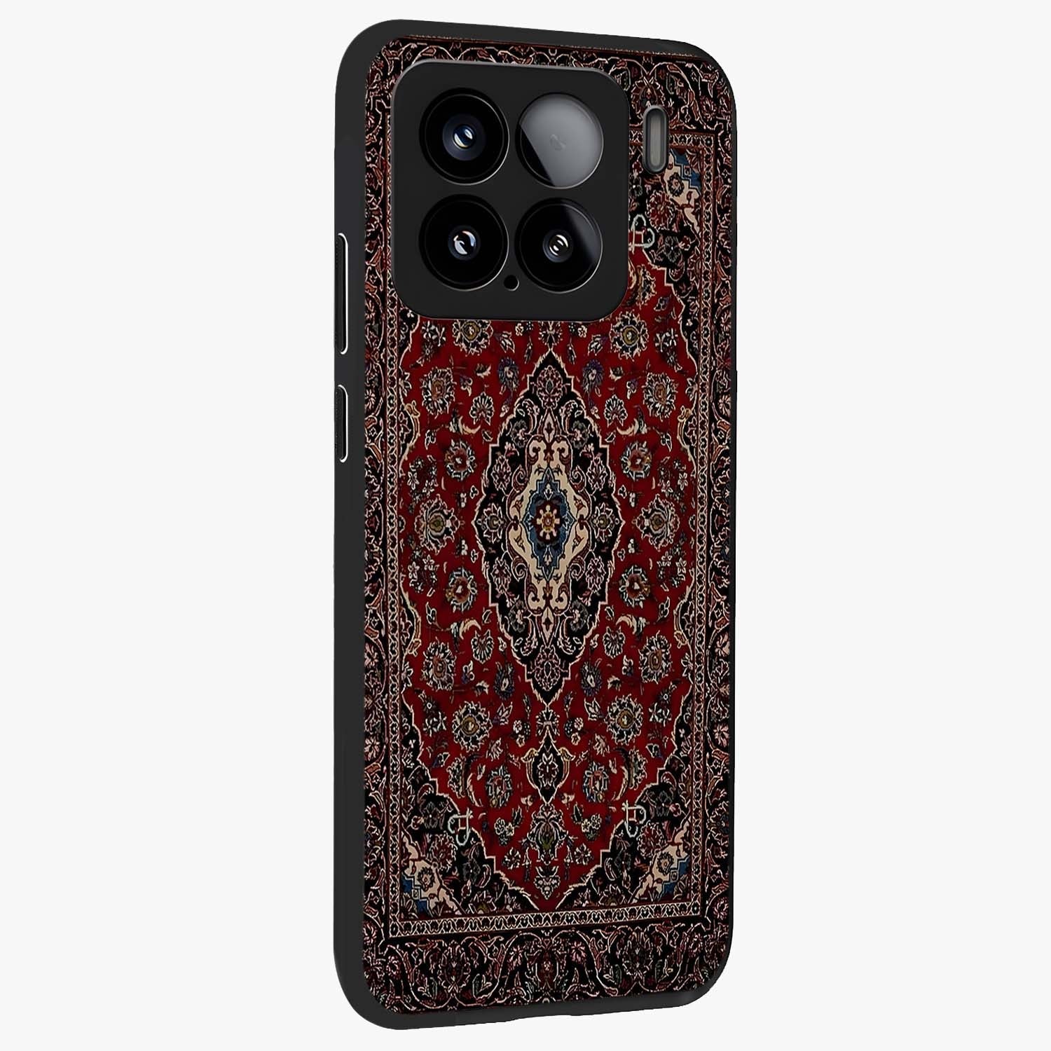 Heritage Carpet Royale Glass Case upright view showcasing detailed ornamental artwork with luxurious traditional theme.