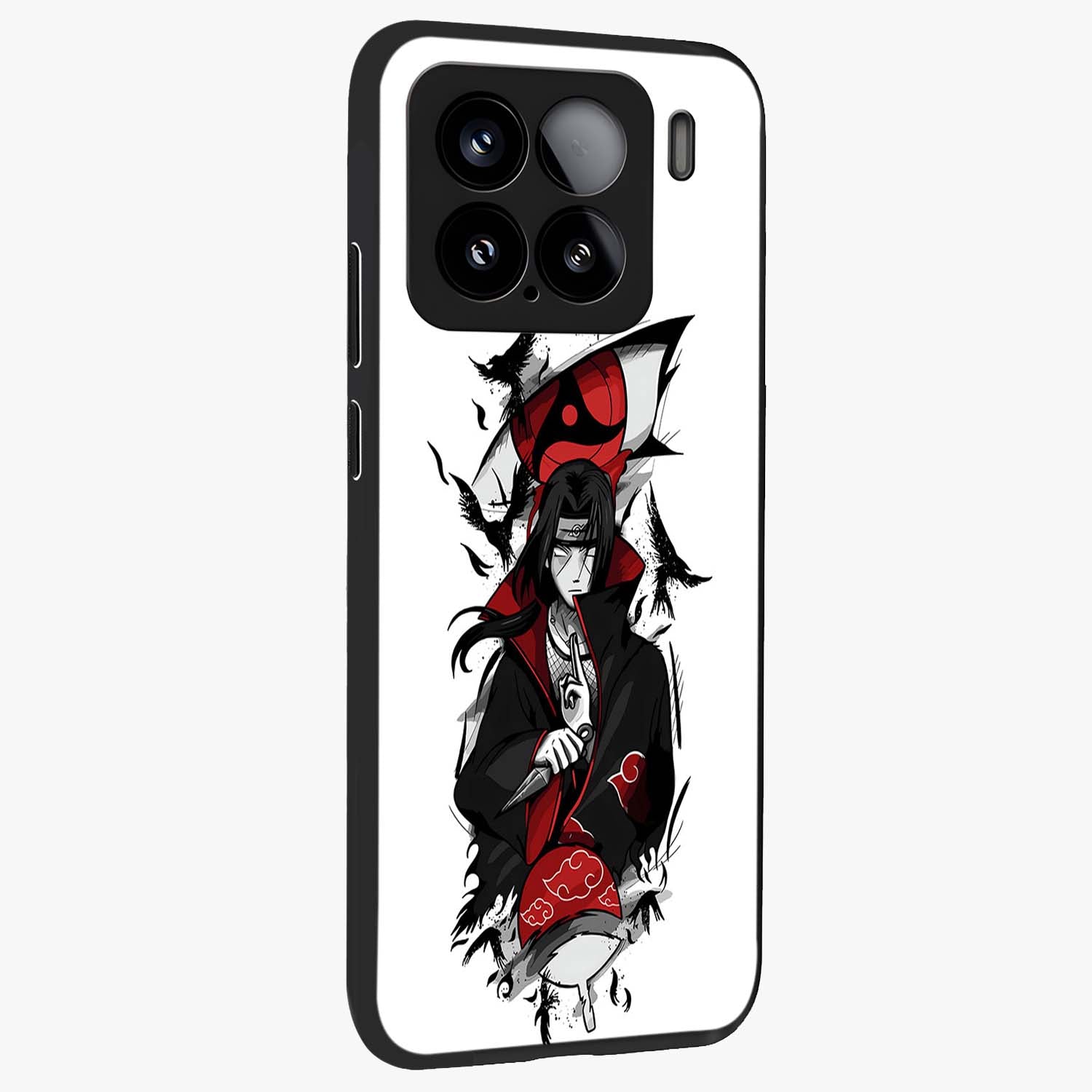 Itachi Limited Edition Naruto Anime Glass Case upright view showcasing intense anime artwork with powerful character theme.