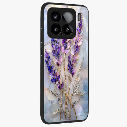 Lavender Dream Glow Glass Case upright view showcasing radiant lavender glow artwork with calming dreamy theme.