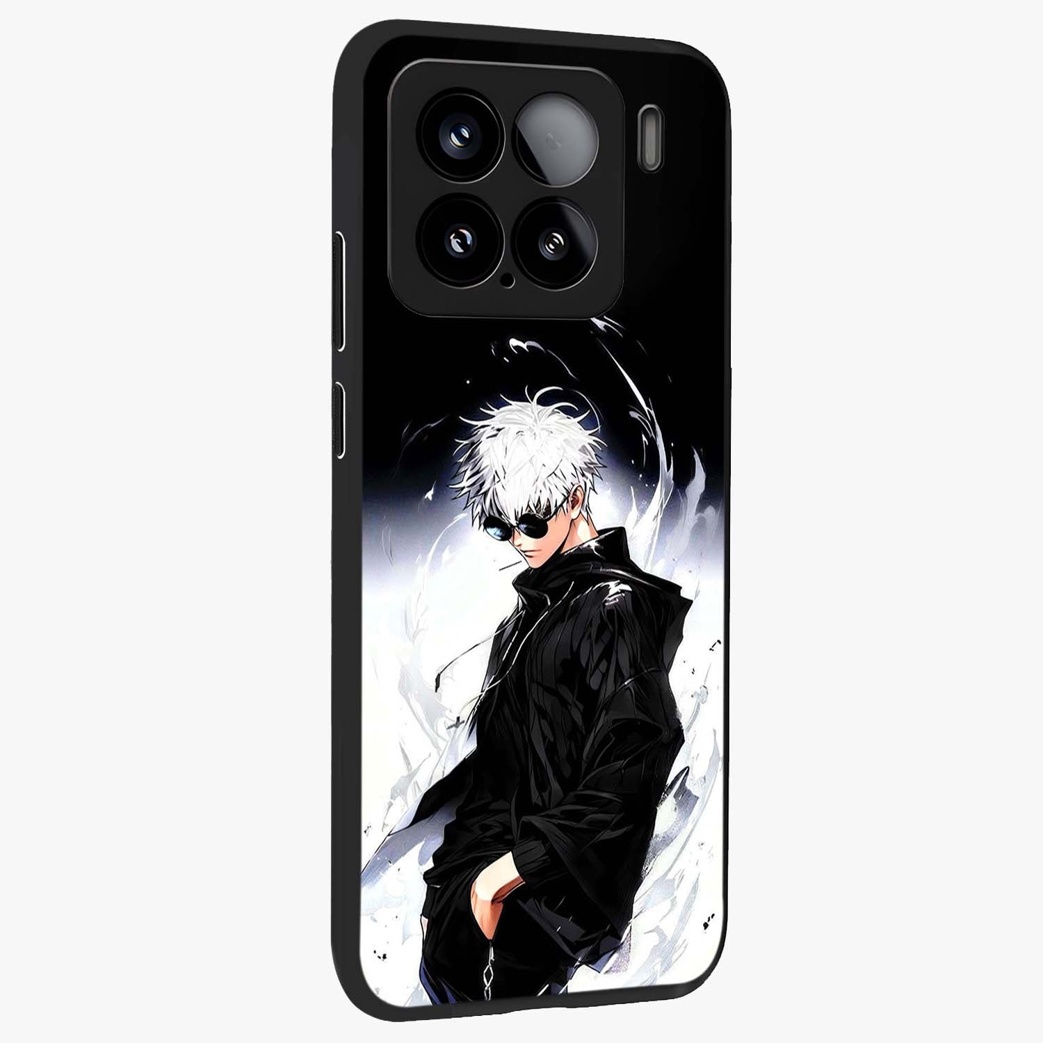 Limitless Shadow King Glass Case upright view showcasing bold shadow warrior artwork with epic fantasy theme.
