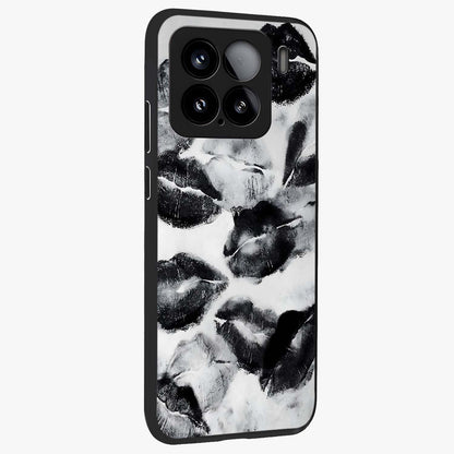 Midnight Kiss Marks Glass Case upright view showcasing stylish kiss mark artwork with trendy romantic theme.