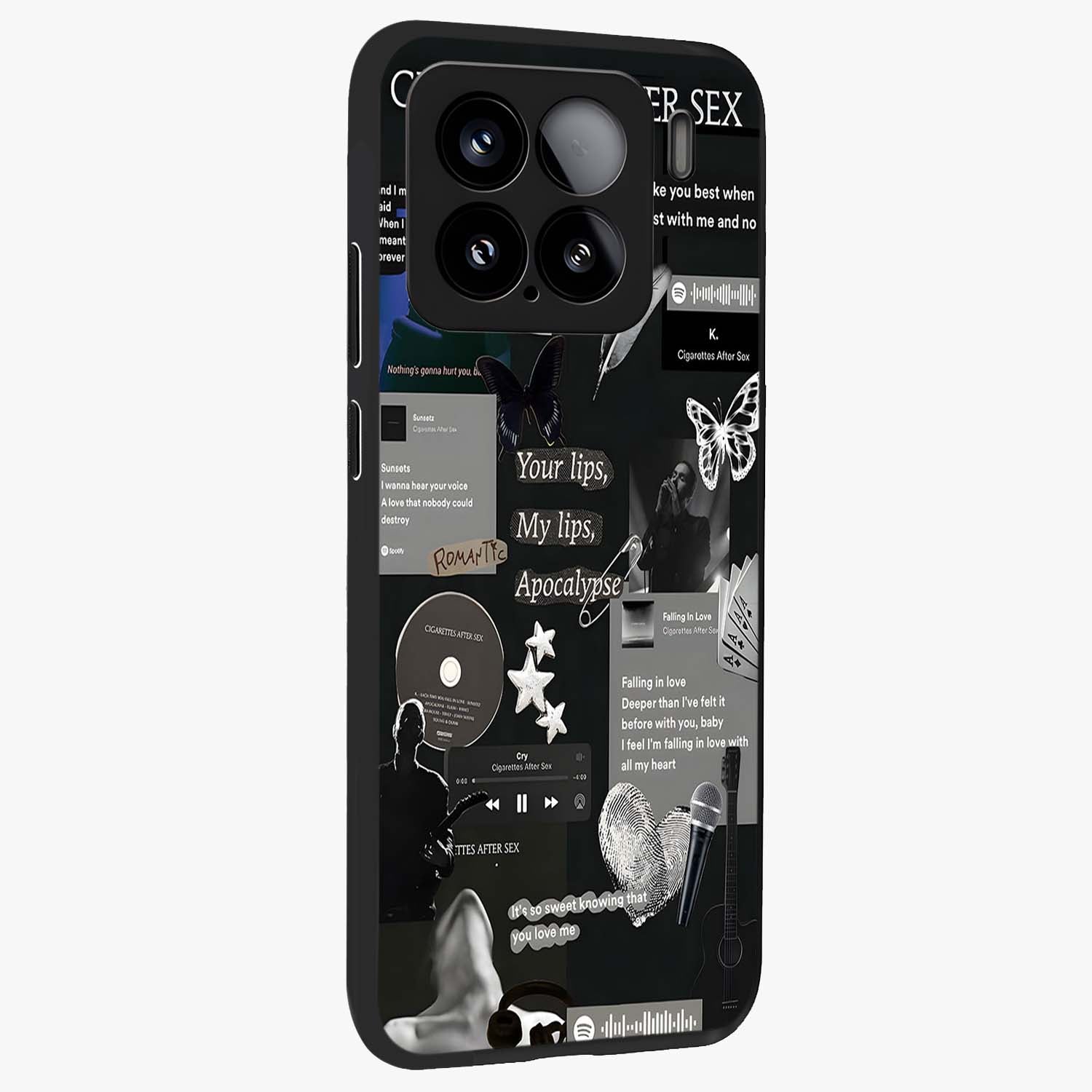 Midnight Love Echo Glass Case upright view showcasing expressive romantic artwork with dreamy midnight theme.