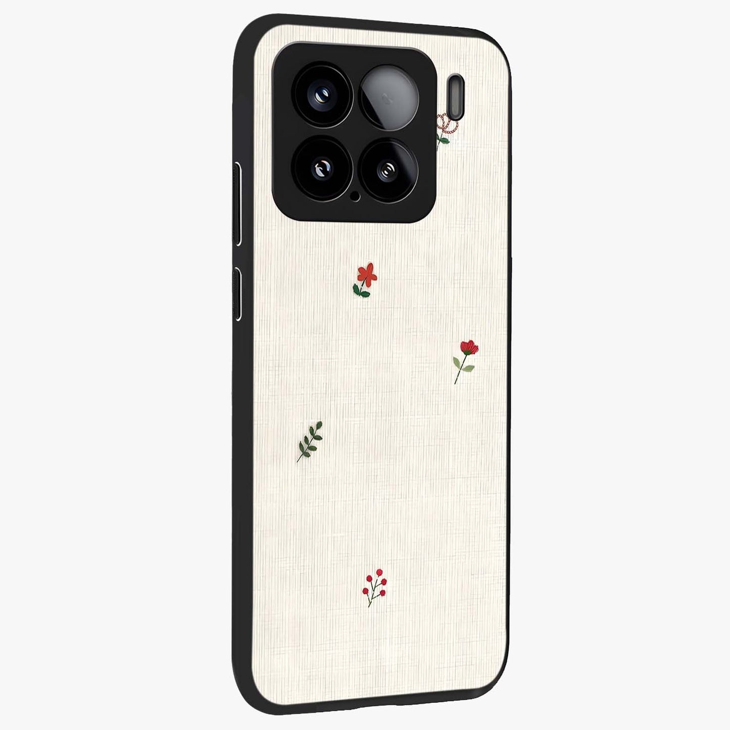 Minimalistic Blue With White Flower Pattern Glass Case upright view showcasing clean white flower artwork with calming blue theme.