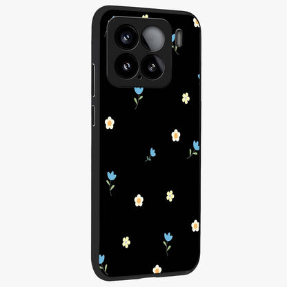 Minimal Petal Whispers Glass Case upright view showcasing elegant floral artwork with modern minimalist style.