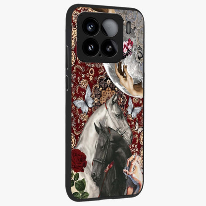 Moonlit Royal Stallion Glass Case upright view showcasing dramatic horse artwork with glowing moon themed design.