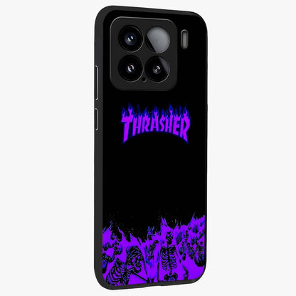 Neon Flame Riot Glass Case upright view showcasing dynamic flame artwork with energetic neon theme.