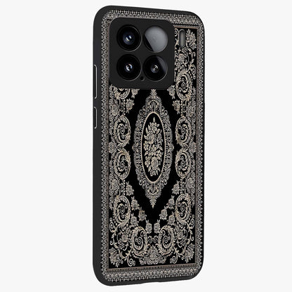 Noir Bloom Elegance Glass Case upright view showcasing graceful floral artwork with luxurious dark theme.
