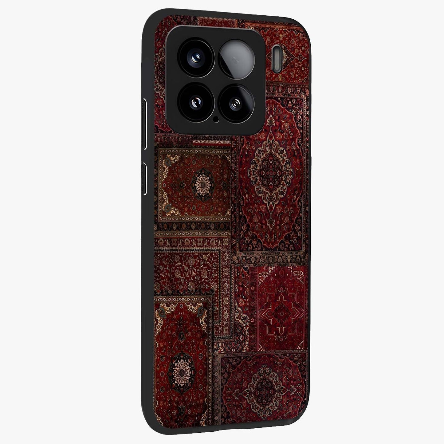 Persian Velvet Tale Glass Case upright view showcasing elegant Persian artwork with classic heritage theme.