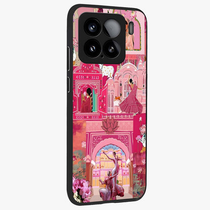 Pink Palace Muse Glass Case upright view showcasing artistic palace artwork with graceful royal theme.