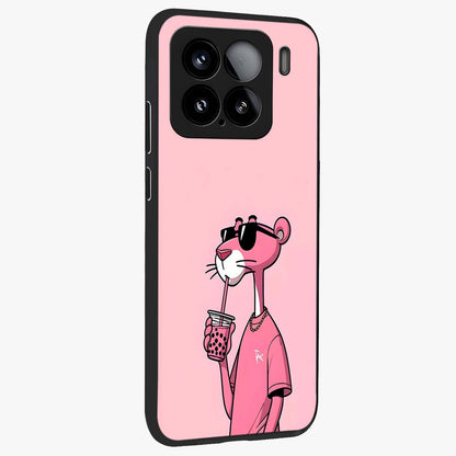 Pink Panther Glass Case upright view showcasing fun animated artwork with stylish retro cartoon theme.