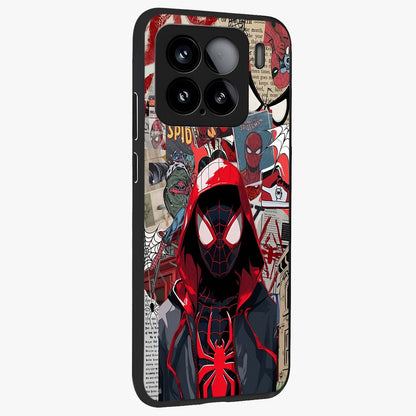 Spider Collage Street Glass Case upright view showcasing bold superhero artwork with urban street theme.