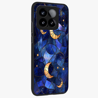 Starlit Sky Tapestry Glass Case upright view showcasing elegant starry sky artwork with cosmic decorative theme.