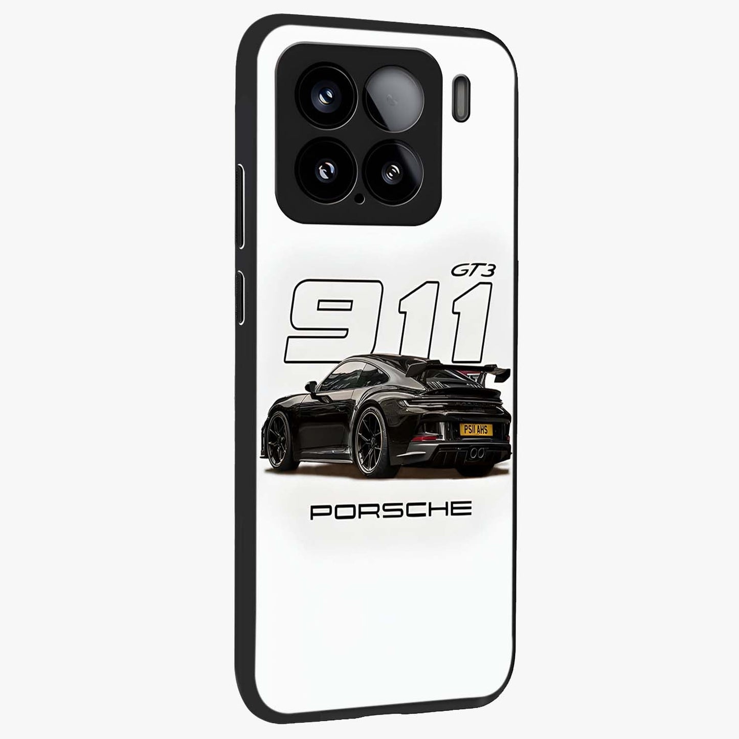 Turbo Legacy Icon Glass Case upright view showcasing bold racing inspired artwork with classic car theme.