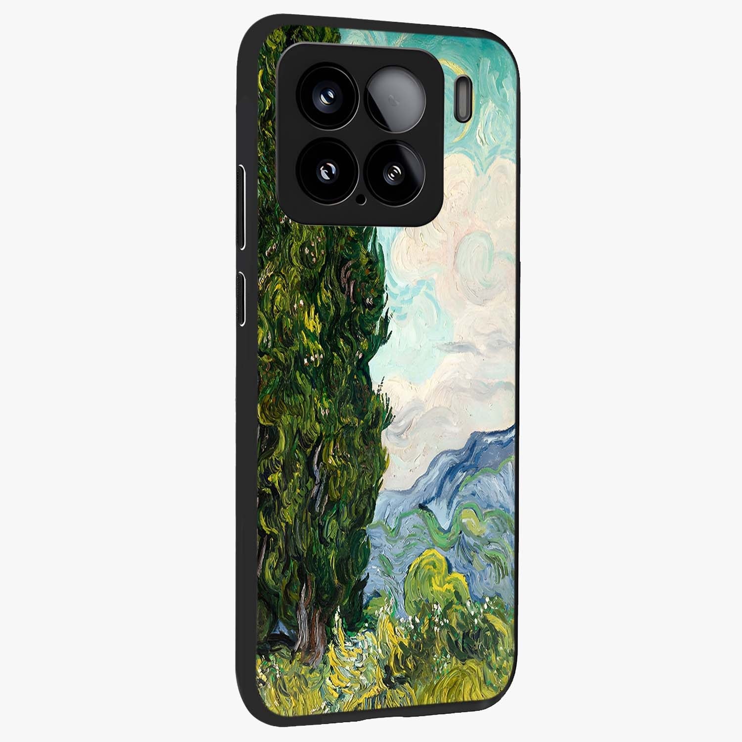 Van Gogh Vintage Art Glass Case upright view showcasing elegant vintage painting artwork with artistic heritage theme.