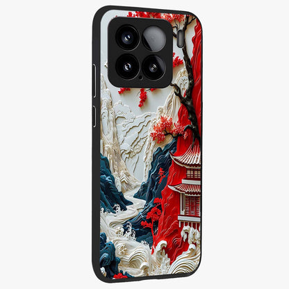 Whispers Of Sakura Waves Glass Case upright view showcasing delicate cherry blossom artwork with elegant nature theme.