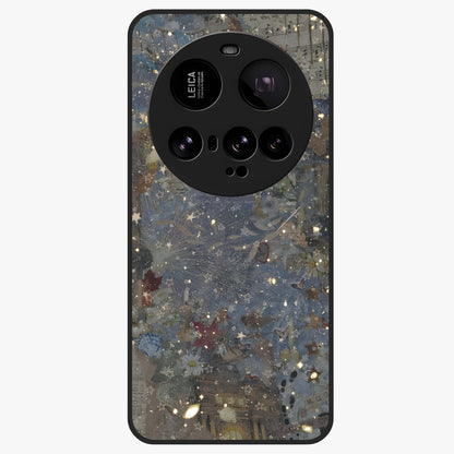 Aesthetic Astrolophia Glass Case showing flat back view with dreamy aesthetic design and glossy glass finish.