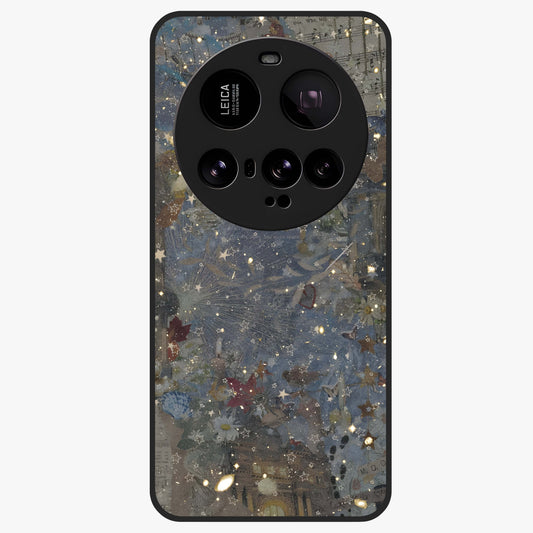 Aesthetic Astrolophia Glass Case showing flat back view with dreamy aesthetic design and glossy glass finish.