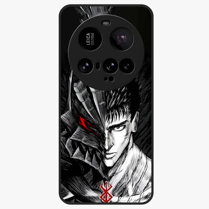 Berserker Blood Oath Glass Case showing flat back view with fierce warrior inspired artwork and glossy glass finish.