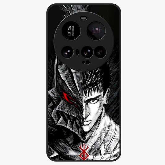 Berserker Blood Oath Glass Case showing flat back view with fierce warrior inspired artwork and glossy glass finish.