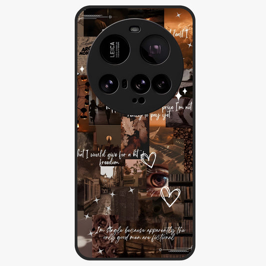 Bittersweet Aesthetic Chaos Glass Case showing flat back view with artistic chaotic aesthetic design and glossy glass finish.
