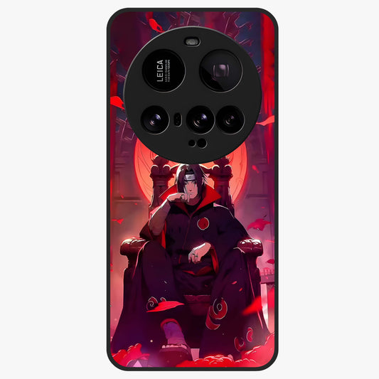 Blood Moon Sovereign Glass Case showing flat back view with mystical blood moon artwork and glossy glass finish.
