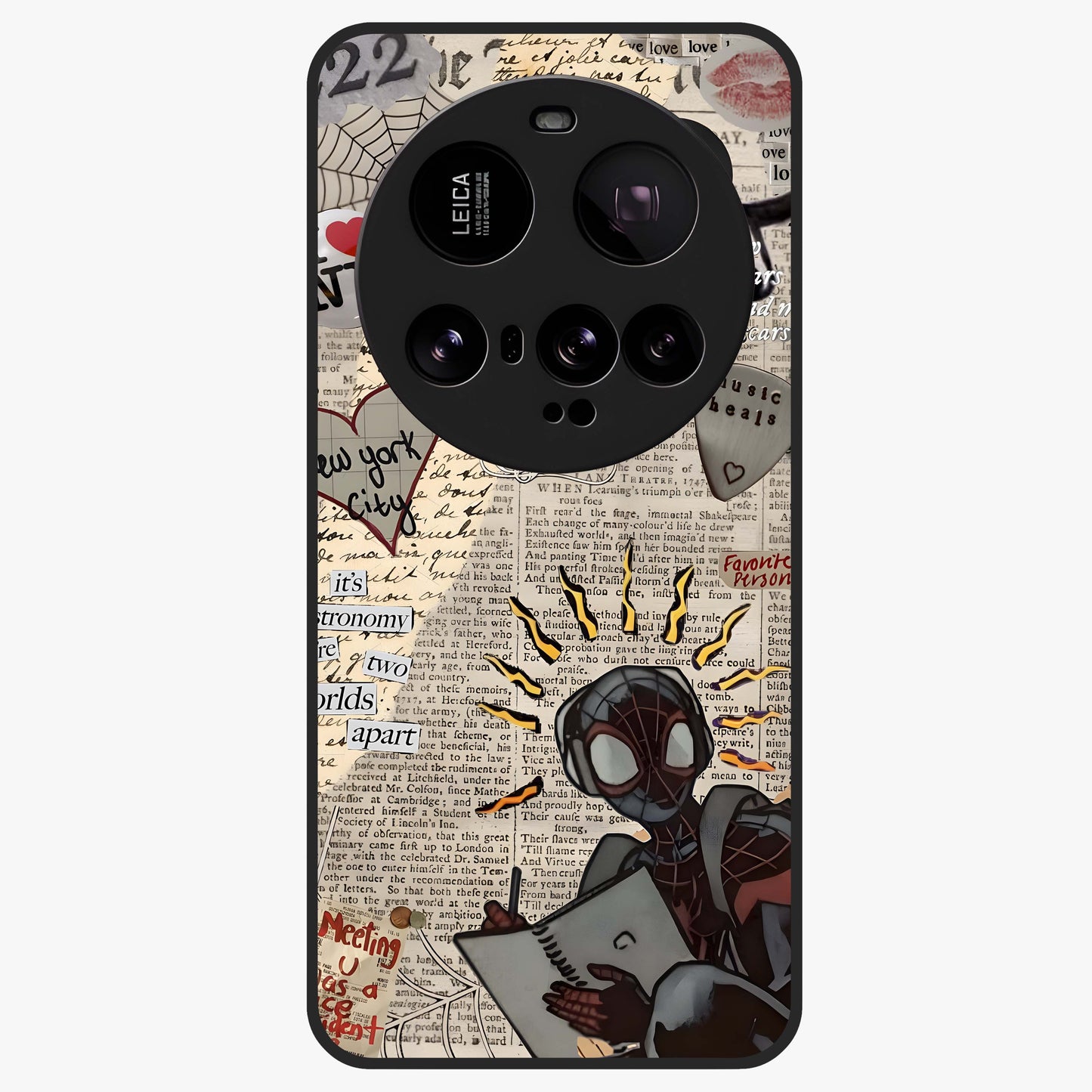 City Dream Sketch Glass Case showing flat back view with artistic city skyline sketch artwork and glossy glass finish.