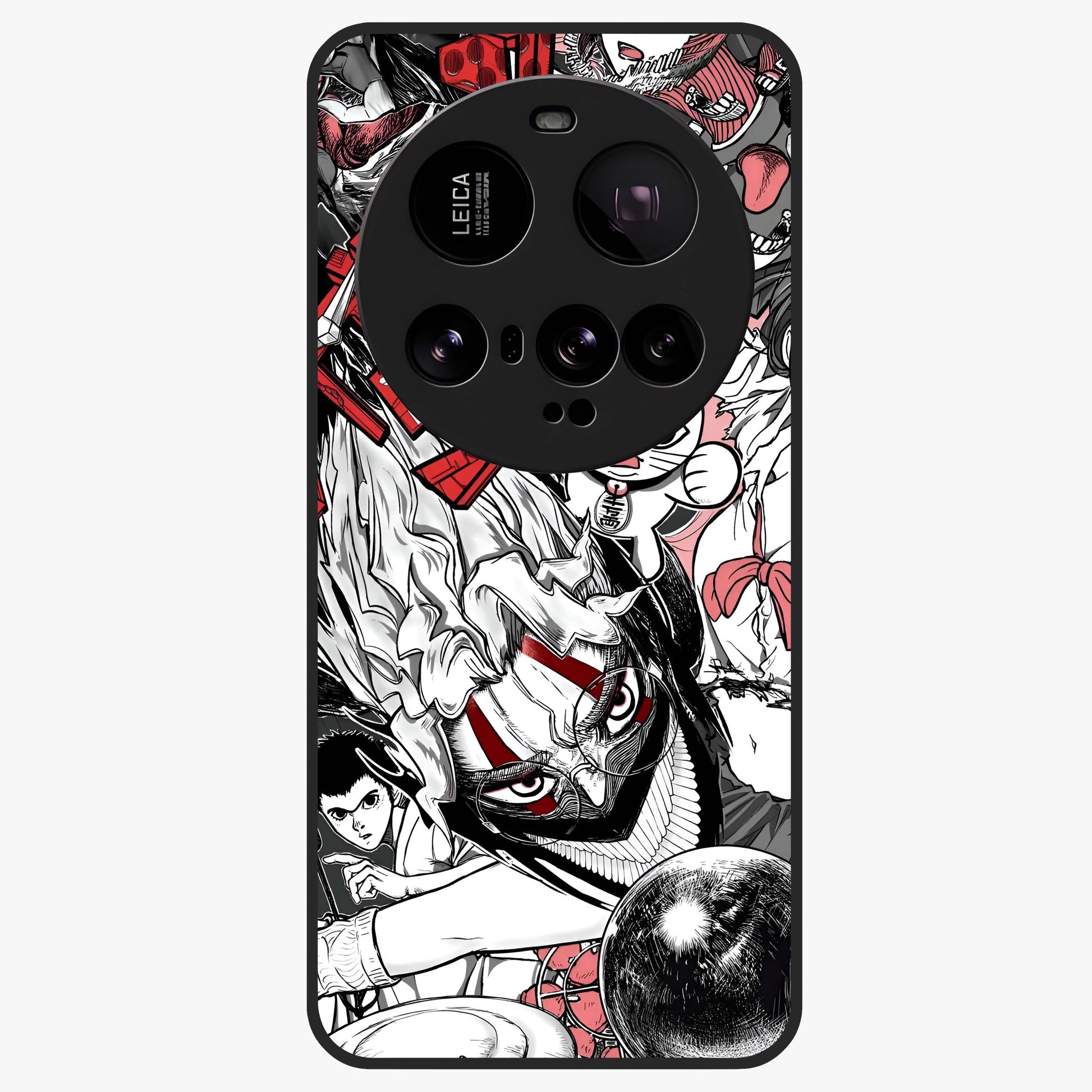 Crimson Chaos Panel Glass Case showing flat back view with bold crimson abstract artwork and glossy glass finish.
