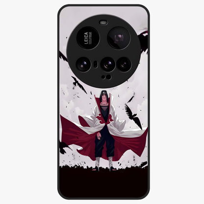 Crimson Crow Ascension Glass Case showing flat back view with mystical crow artwork and glossy glass finish.